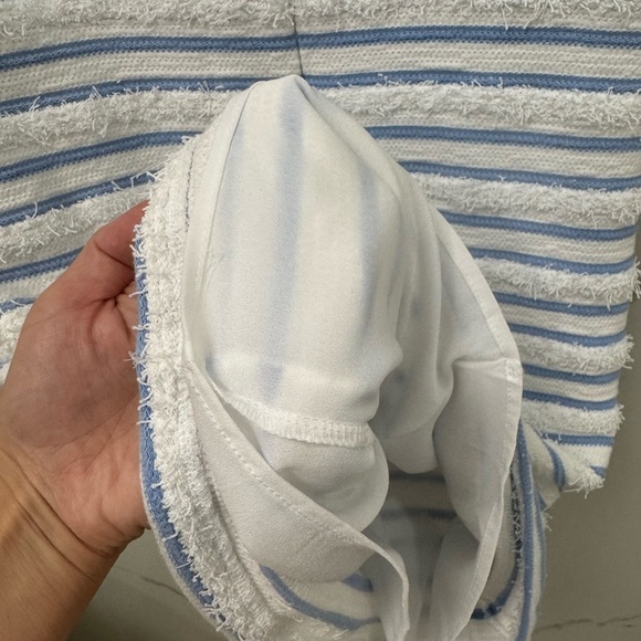 ENGLISH FACTORY Fringe Striped Polo Blue and White Mini Dress - Picture 2 of 5